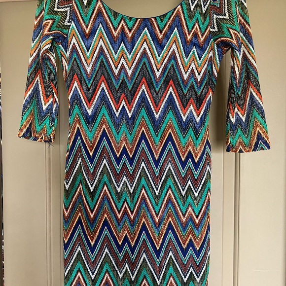 Multicolor Chevron Pattern Dress - Picture 2 of 5